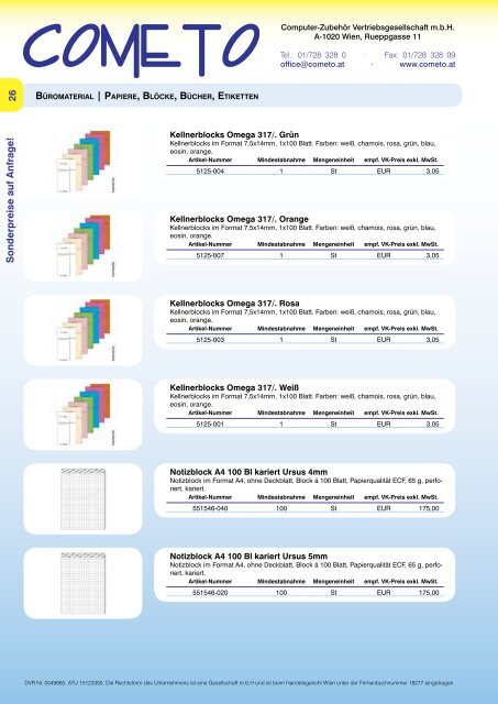 PDF-Katalog Papiere, BlÃ¶cke, BÃ¼cher, Etiketten - Cometo