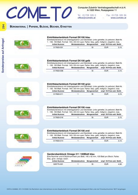 PDF-Katalog Papiere, BlÃ¶cke, BÃ¼cher, Etiketten - Cometo