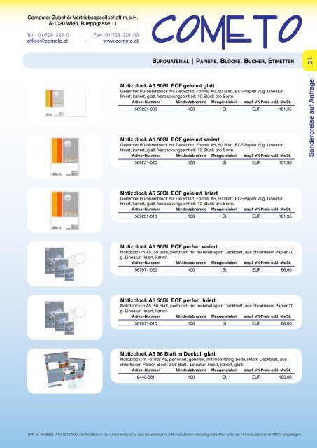 PDF-Katalog Papiere, BlÃ¶cke, BÃ¼cher, Etiketten - Cometo