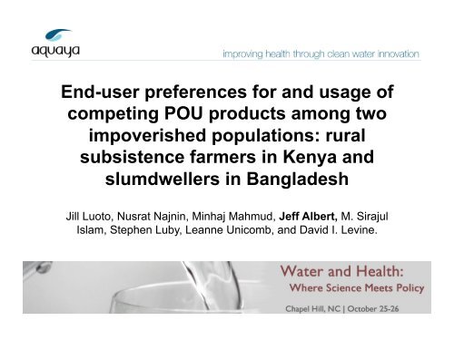 End-user preferences for and usage of competing POU ... - Aquaya