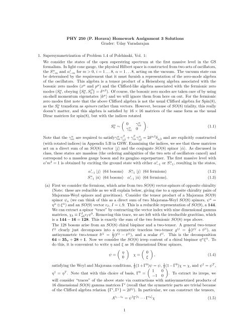 PHY 250 (P. Horava) Homework Assignment 3 Solutions Grader ...