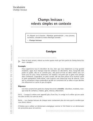 Champs lexicaux - ccdmd