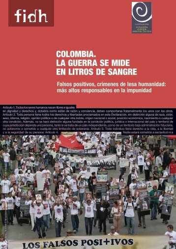 COLOMBIA. LA GUERRA SE MIDE EN LITROS DE SANGRE - FIDH