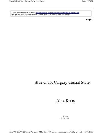 Blue Club, Calgary Casual - Home of Calgary Duplicate Bridge ...