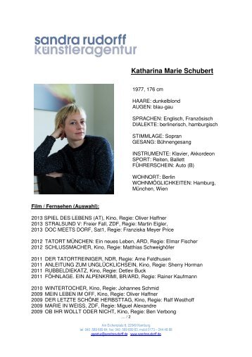 Katharina Marie Schubert - Sandra Rudorff Künstleragentur
