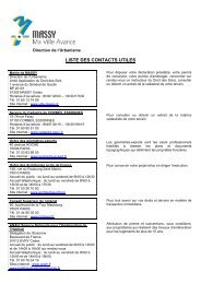LISTE DES CONTACTS UTILES - Massy