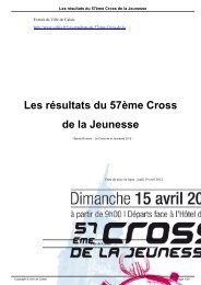 Les rÃ©sultats du 57Ã¨me Cross de la Jeunesse - Ville de Calais