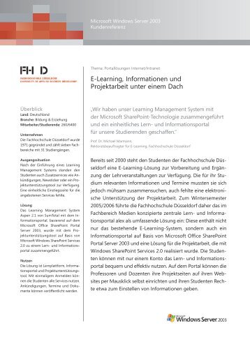 E-Learning, Informationen und Projektarbeit unter einem Dach