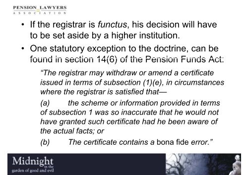review of decisions of decisions of the registrar - Pension Lawyers ...