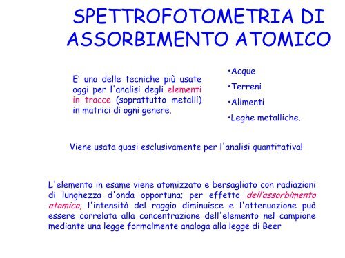 spettrofotometria di assorbimento atomico - Dipartimento di Chimica