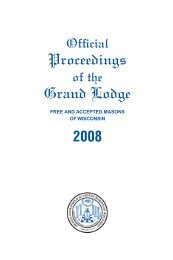 Proceedings Grand Lodge - Freemasons of Wisconsin