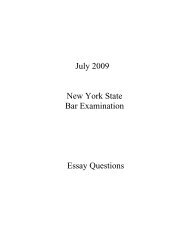 July 2009 New York State Bar Examination Essay Questions