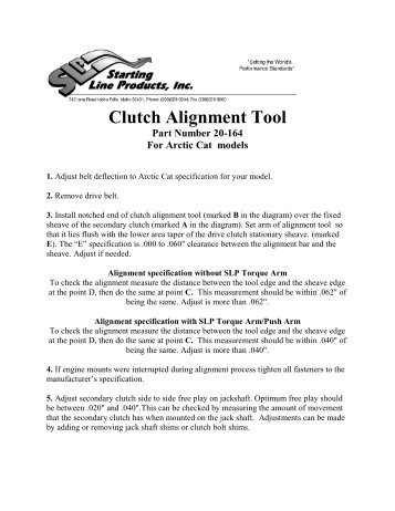 Clutch Alignment Tool Part Number 20-164 For Arctic Cat models
