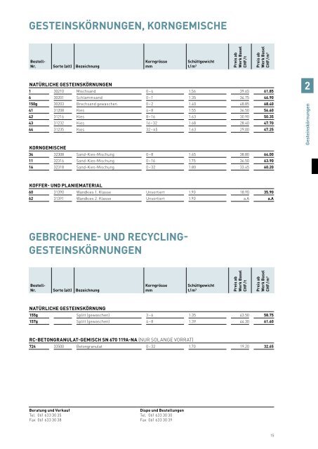 Preisliste 2012 - Vigier Beton Mittelland