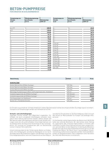 Preisliste 2012 - Vigier Beton Mittelland