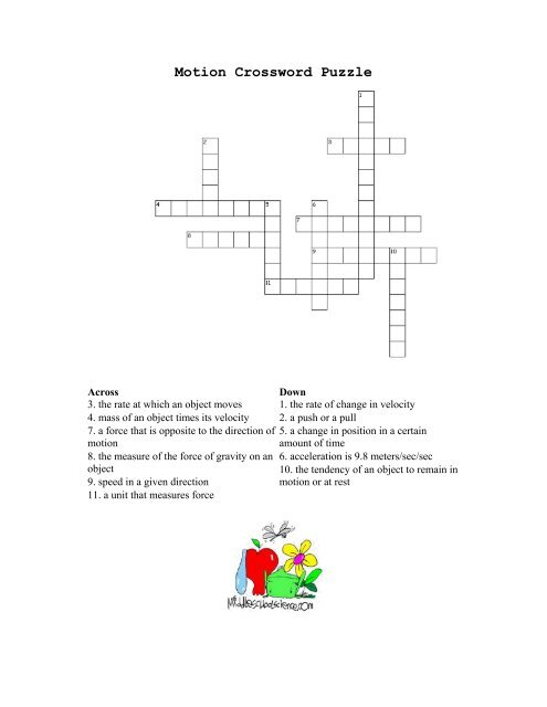 Motion Crossword Puzzle