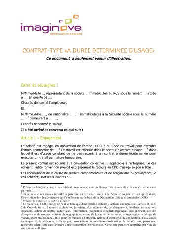Contrat a Duree Determinee dusage - Ganuta