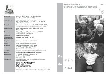 Gemeindebrief 1-2012 Internet - Evangelische Kirchengemeinde ...