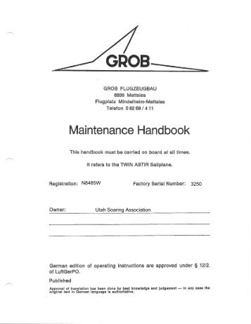 Twin Astir Maintenance Manual - Utah Soaring Association