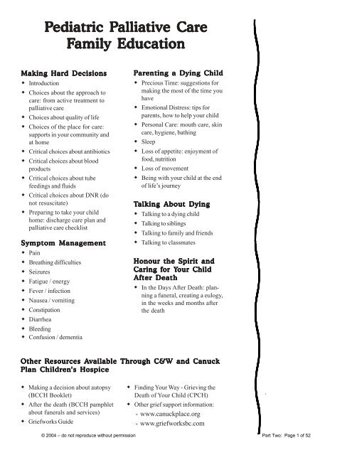Parenting A Dying Child - Canuck Place Children's Hospice