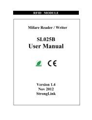 RS232 Mifare Reader - SL025B User Manual - StrongLink