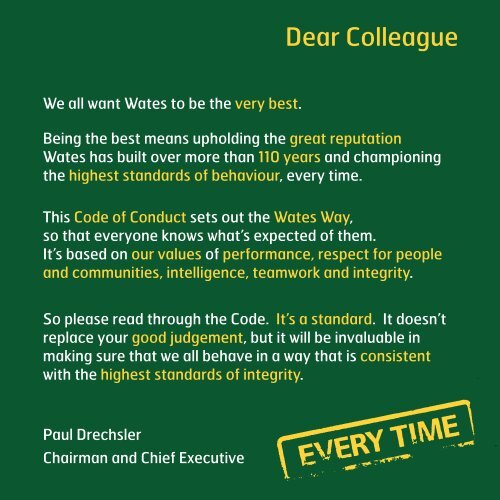 To download our Code of Conduct click here - Wates