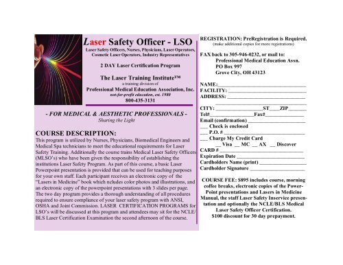 Laser Safety Officer - LSO - Laser Training