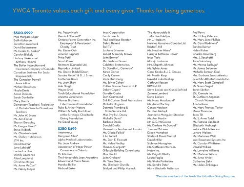 2009 YWCA Toronto Annual Report