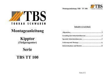Montageanleitung TBS TT 100 Tiefgaragentor - Torbau Schwaben ...