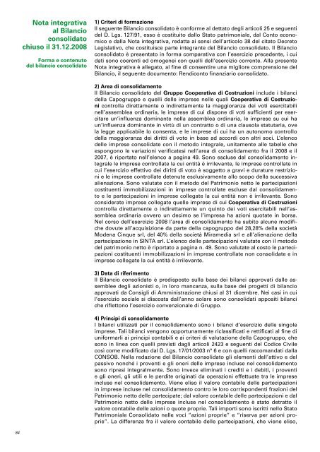 Bilancio consuntivo 2008 - Cooperativa di Costruzioni Modena