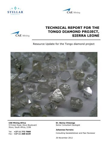 technical report for the tongo diamond project, sierra leone - Stellar ...