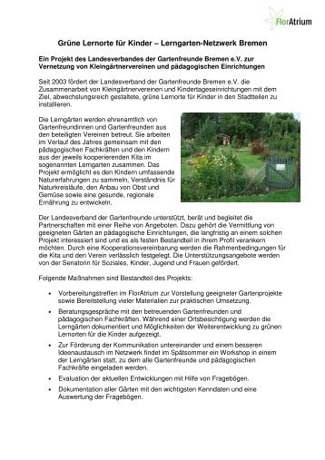 Grüne Lernorte für Kinder – Lerngarten-Netzwerk Bremen