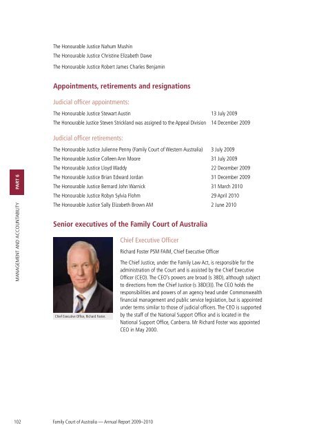 pARt 6 MAnAGeMent AnD AccountABilitY - Family Court of Australia