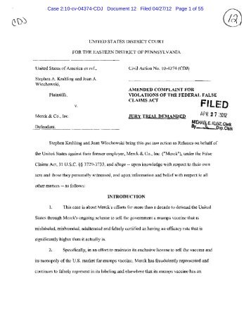 Case 2:10---cv---04374---CDJ Document 12 Filed 04/27/12 Page 1 ...