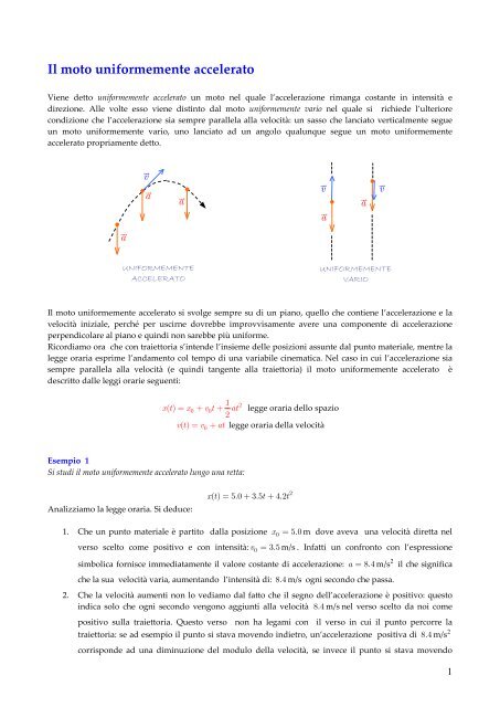 Il moto uniformemente accelerato - francescopoli.net