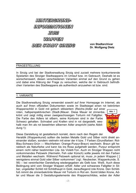 Hintergrundinformationen zum Wappen der Stadt Sinzig vom Sinziger