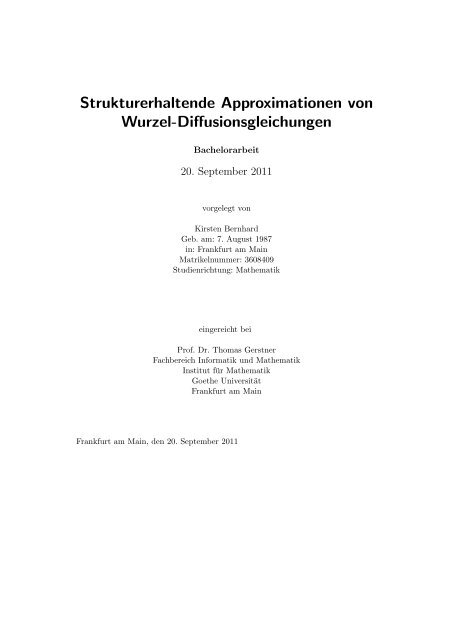 Strukturerhaltende Approximationen von Wurzel ... - G-CSC Home