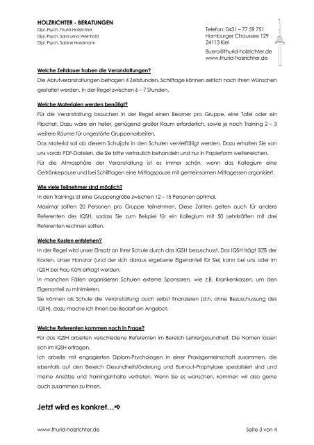 HOLZRICHTER - BERATUNGEN Erste Informationen fÃ¼r Schulen ...