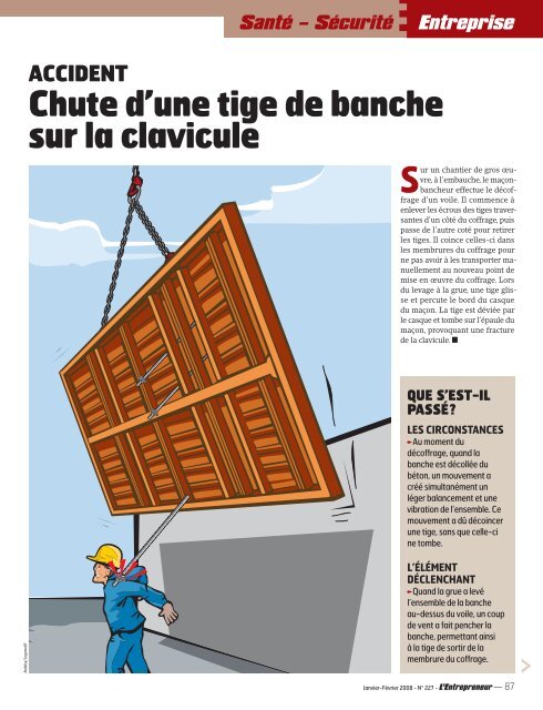 Chute d'une tige de banche sur la clavicule