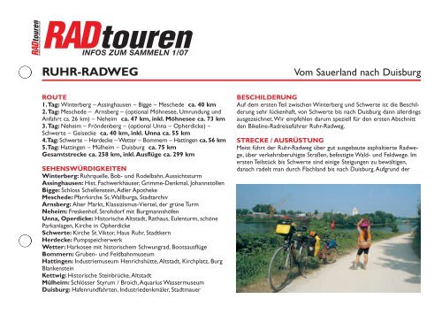 Ruhr Radweg Radtouren Magazin