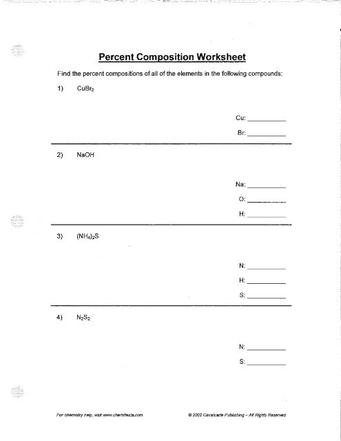 Percent Composition Worksheet