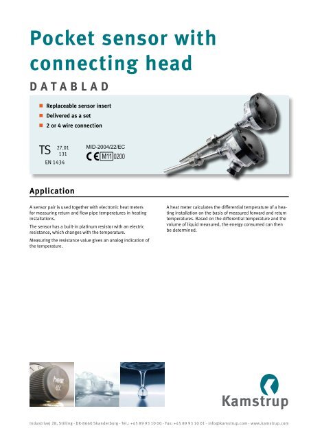 Pocket sensor with connecting head DATA SHEET - Kamstrup
