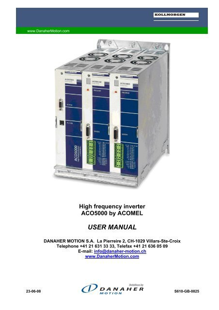 High frequency inverter ACO5000 by ACOMEL USER MANUAL