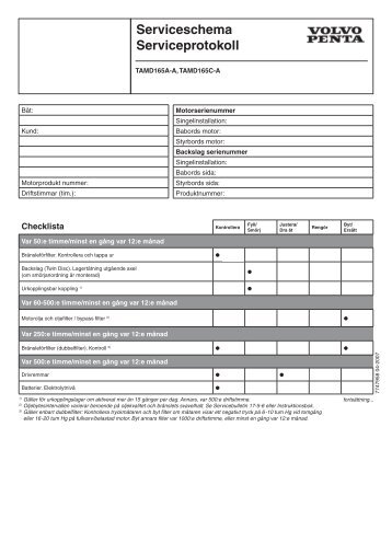 Serviceschema Serviceprotokoll - Volvo Penta Service