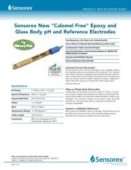 Calomel Free pH & Reference Sensor Specifications - Sensorex