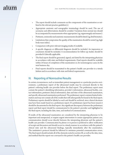 AIUM Practice Guideline for Documentation of an Ultrasound ...