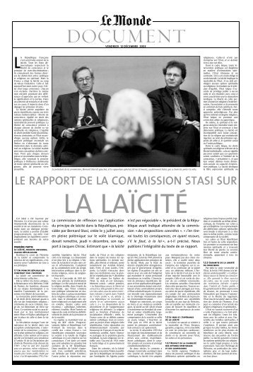 LE RAPPORT DE LA COMMISSION STASI SUR - Le Monde