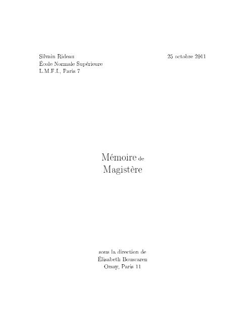 Mémoire de Magistère - Ens