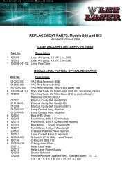 REPLACEMENT PARTS, Models 808 and 812 - Lee Laser, Inc.