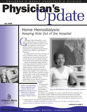 Home Hemodialysis: - Children's Mercy Hospitals and Clinics